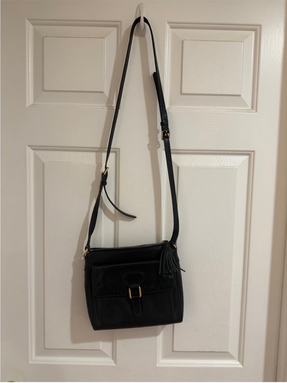Dooney & Bourke Black Leather Crossbody with Tassel